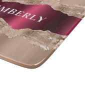 Planche À Découper Rose or bordeaux agate marbre nom (Coin)