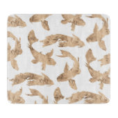 Planche À Découper Rose or koi poisson blanc arrière - plan (Devant)