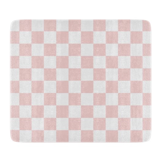 Planche À Découper Rose Pâle et Blanc à Damier (Devant)