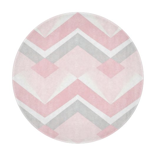Planche À Découper Rose Pâle Géométrique Chevron (Devant)