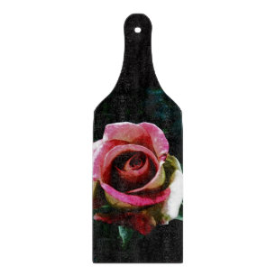 Planche À Découper Rose Peinte à l'Huile