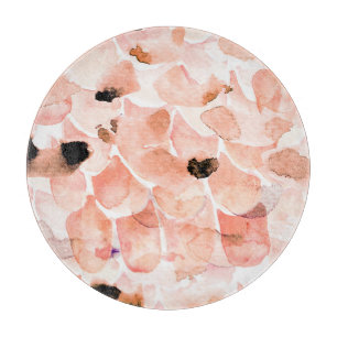 Planche À Découper Rose, pivoine, feuille, motif aquarelle.