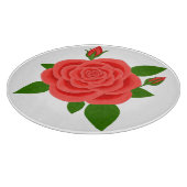 Planche À Découper Rose rouge avec des bourgeons ronds (Coin)