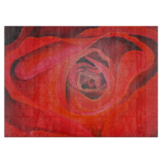 Planche À Découper Rose rouge en forme de coeur (Devant)