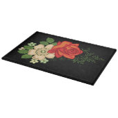 Planche À Découper Rose rouge et marguerites Arrière - plan noir (Coin)