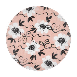 Planche À Découper roses Abstraits, couleurs pâles, motif vintage.