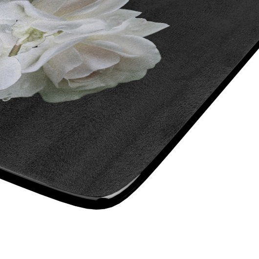 Planche À Découper Roses Blanches Avec Bouquet Raindrops (Coin)