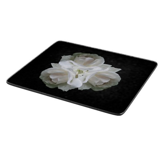 Planche À Découper Roses Blanches Avec Bouquet Raindrops (Coin)