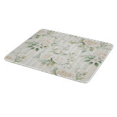 Planche À Découper Roses blanches romantiques aux teintes roses et ra (Coin)