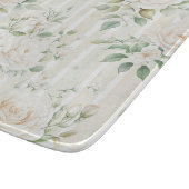 Planche À Découper Roses blanches teintées de romantisme rayures flor (Coin)