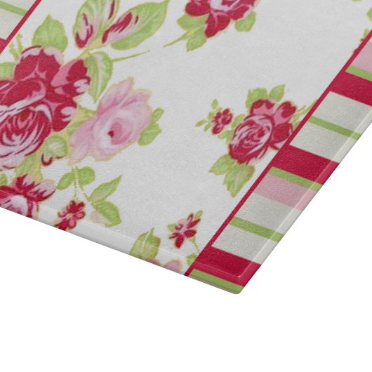 Planche À Découper Roses Et Grilles Planche À Découpe En Verre (Coin)