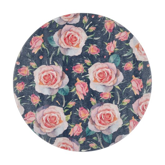 Planche À Découper Roses et Rosebuds : Floral Seamless. (Devant)