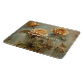 Planche À Découper Roses Florales Romantiques aux Pêches (Coin)