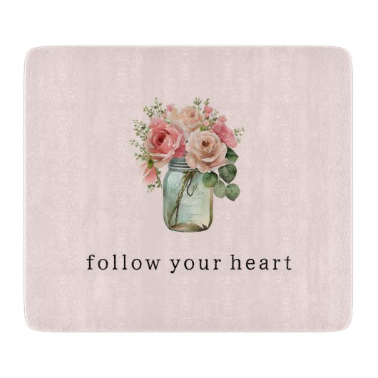 Planche À Découper Roses roses roses Floral Mason Jar (Devant)