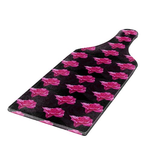 Planche À Découper Roses Roses Roses Sur Noir, (Coin)