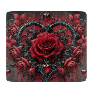 Planche À Découper roses rouges gothiques Saint-Valentin