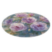 Planche À Découper Roses Violettes Clair Fleurs Impressionnistes (Coin)