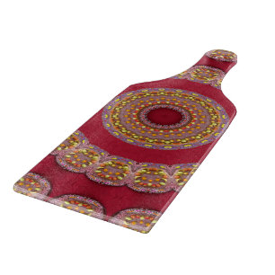 Planche À Découper Rosettes Mandala Rouge Or Jaune