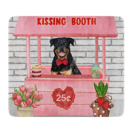 Planche À Découper Rottweiler Chien Valentine's Day Kissing Booth (Devant)