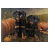 Planche À Découper Rottweiler Chiot Automne Citrouille de plaisir (Devant)