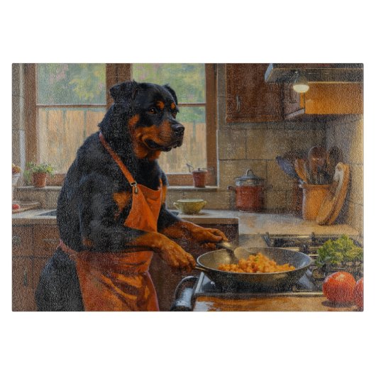 Planche À Découper Rottweiler Cooking in Kitchen (Devant)