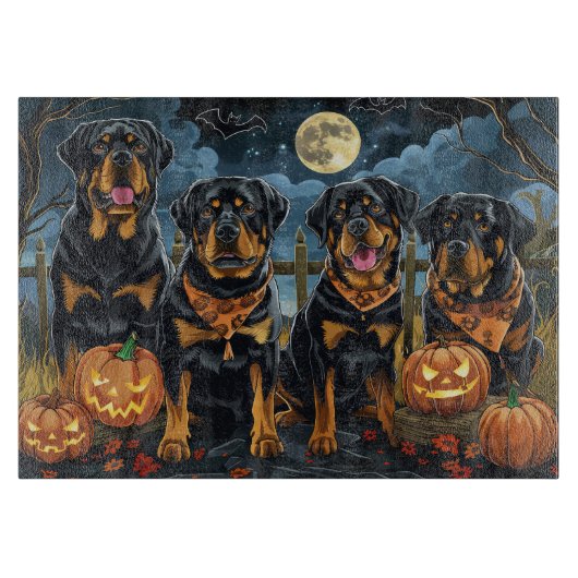 Planche À Découper Rottweiler Halloween Éffrayant (Devant)