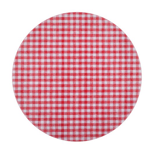 Planche À Découper Rouge À damiers Nappe Gros Plan. (Devant)