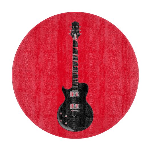 Planche À Découper Rouge Black Pop Art Guitare électrique (Devant)
