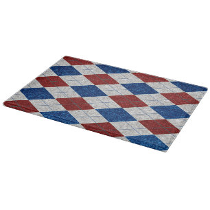 Planche À Découper Rouge, Blanc, Bleu Argyle Juillet 4 Paillettes
