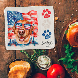 Planche À Découper Rouge Blanc et Bleu Labrador Drôle pour le 4 Juill