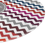 Planche À Découper Rouge blanc gris Chevron Zigzag Monogramme (Coin)