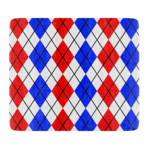 Planche À Découper Rouge Bleu Blanc Jacquard Diamant Motif Design