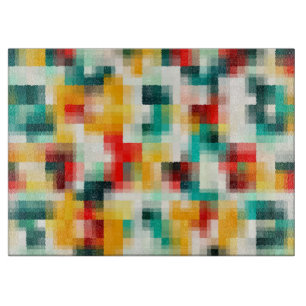 Planche À Découper Rouge bleu vert jaune blanc Motif Abstrait