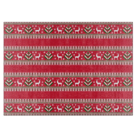 Planche À Découper Rouge d'hiver et vert Noël Fair Isle (Devant)