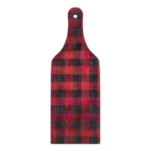 Planche À Découper Rouge et noir À damiers plaid (Devant)