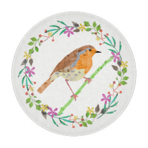Planche À Découper Rouge-gorge, oiseau de Noël