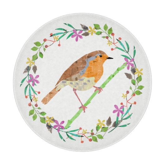 Planche À Découper Rouge-gorge, oiseau de Noël (Devant)