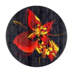 Planche À Découper Rouge Jaune Floral Moderne Résumé Modèle Art #10
