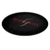 Planche À Découper Rouge noir Votre nom Monogramme initial Moderne (Coin)