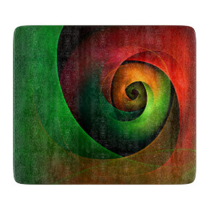 Planche À Découper Rouge Vert Floral Moderne Art Abstrait Motif #21
