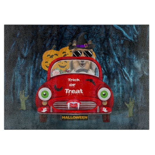 Planche À Découper Rough Collie Chien Conduite Voiture Effrayant Hall (Devant)