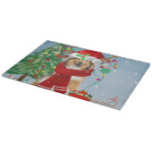 Planche À Découper Rough Collie Chien dans neige cadeau de Noël (Coin)