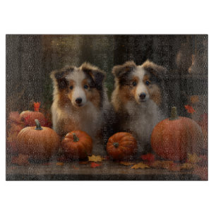 Planche À Découper Rough Collie chiot Automne Délice Citrouille