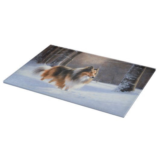 Planche À Découper Rough Collie Laisser Neige Noël (Coin)