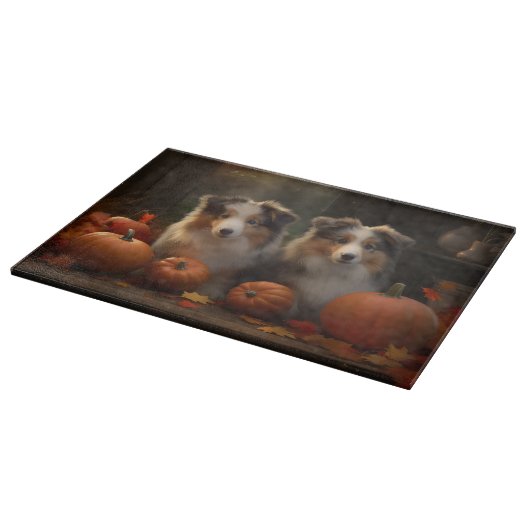 Planche À Découper Rough Collie Puppy Automne Citrouille de plaisir (Coin)
