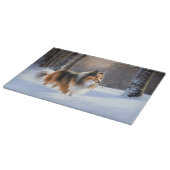 Planche À Découper Rough Collie Qu'il neige Noël (Coin)