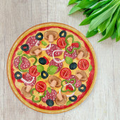 Planche À Découper Round Cutting Board  Illustration Whole Pizza