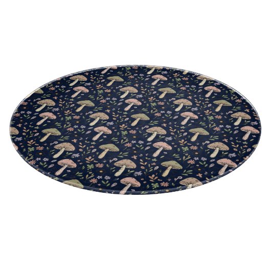 Planche À Découper Round Dark Navy Fungi Dark Academia Circle Cheese  (Coin)