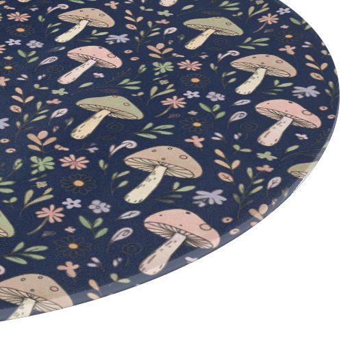 Planche À Découper Round Dark Navy Fungi Dark Academia Circle Cheese (Coin)
