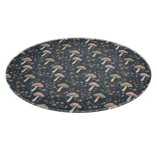Planche À Découper Round Deep Slate Blue Fungi Dark Academia Circle (Coin)